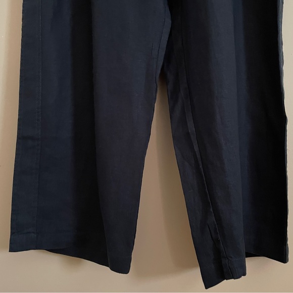 Athleta Black Cabo Linen Wide Leg Pants 18 Elastic Waist Drawstring Vacation - Picture 7 of 13